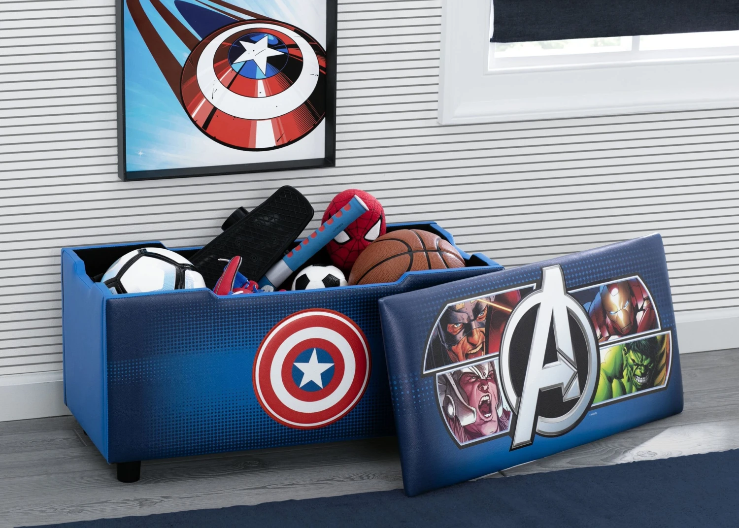 Delta Children Avengers Upholstered Storage Bench For Kids