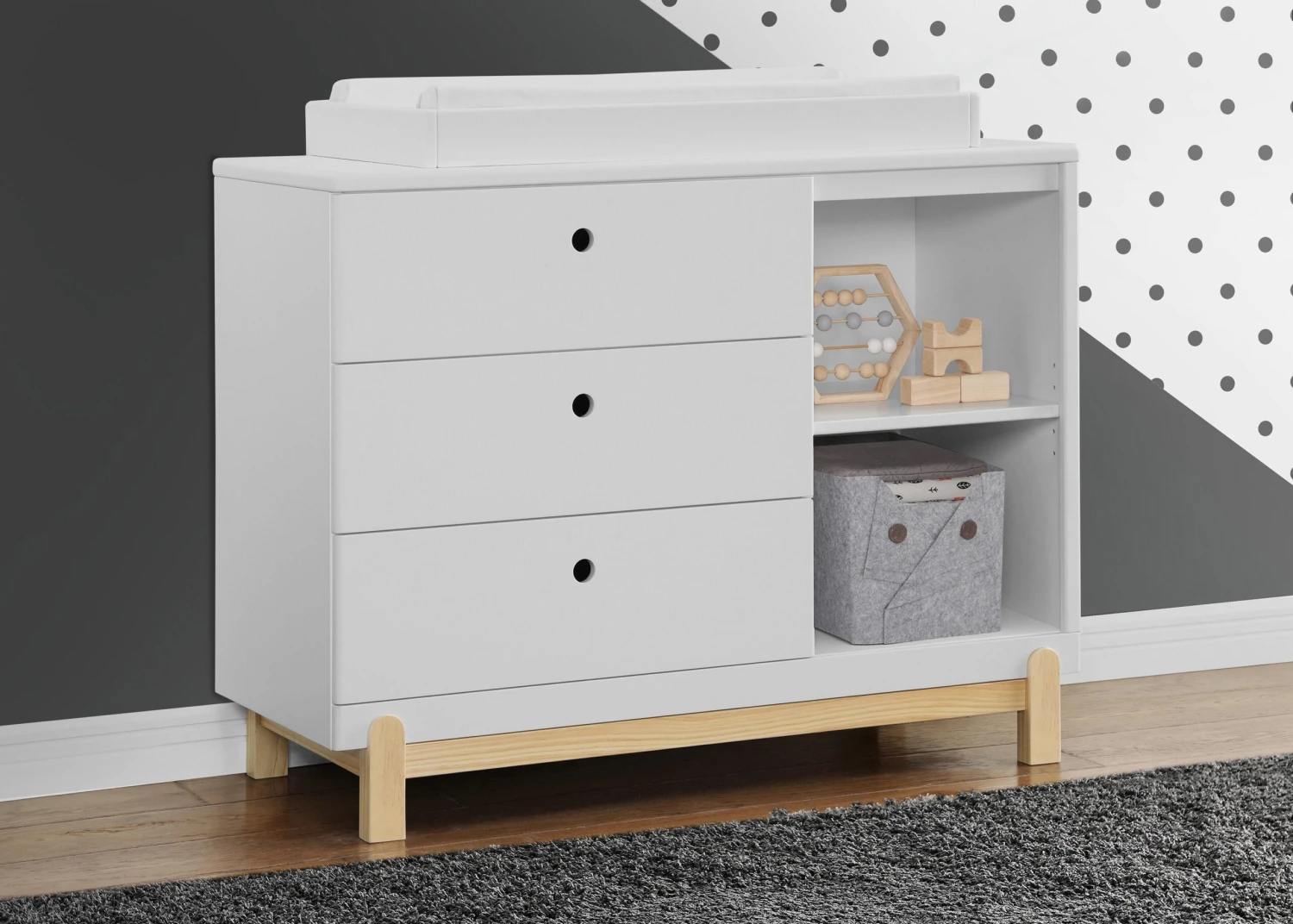 Delta Children Poppy 3 Drawer Dresser With Cubbies And Interlocking Drawers